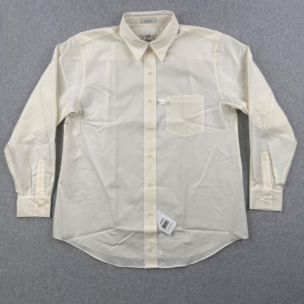 Vintage Orvis Shirt Mens Large Cream Wrinkle Free Button Up Long‎ Sleeve New